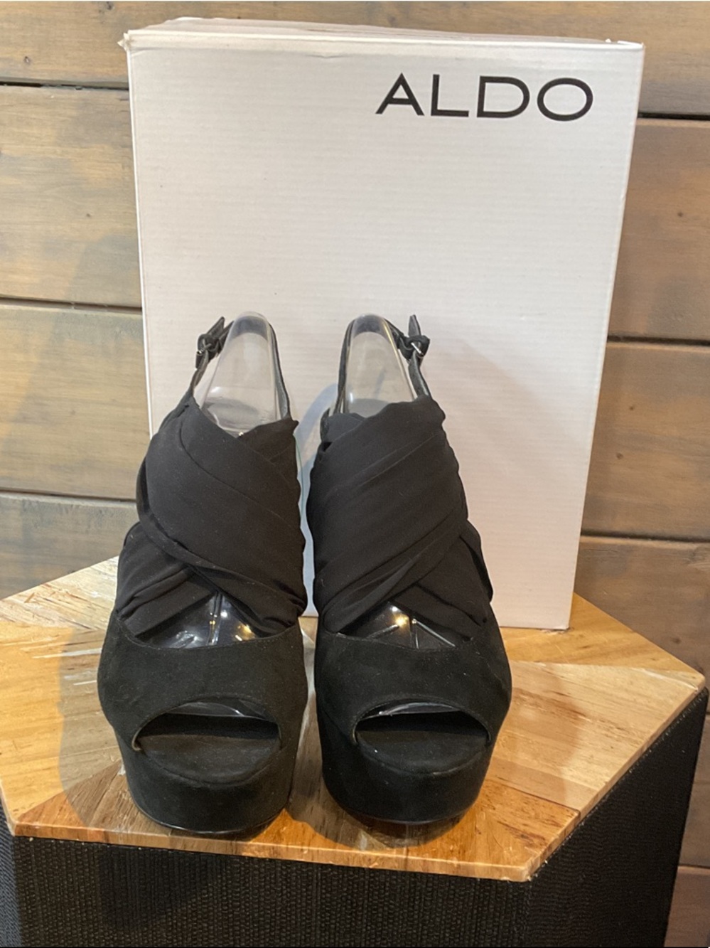 ALDO Black Platform Peep-Toe Sandals